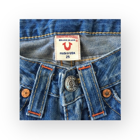 HTF: new True Religion ❉ Joey Vintage Beaded Cropped Crop Jeans ❉ Saddle Back 25 - Picture 11 of 17
